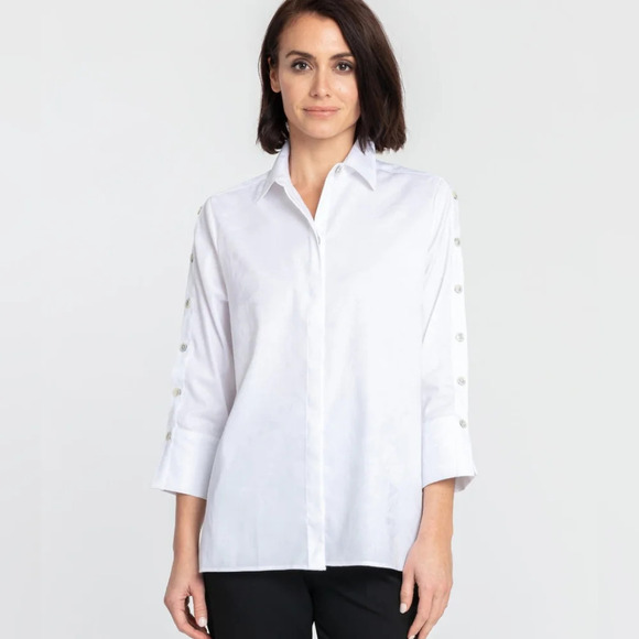 hison wu Tops - HINSON WU Eleanor 3/4 Sleeve Printed Shirt